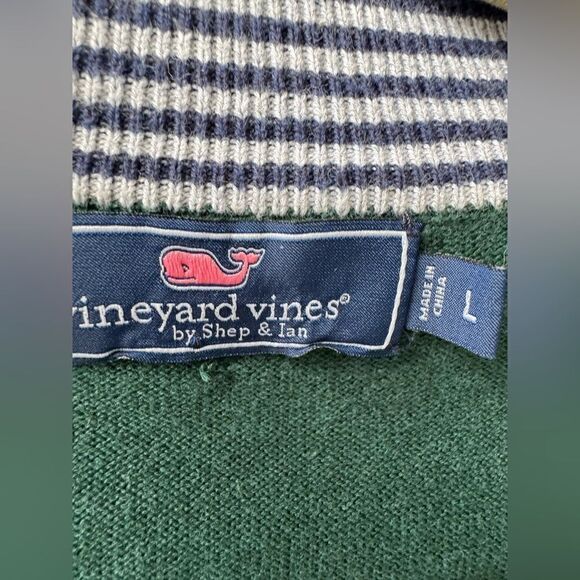 Vineyard Vines Men’s 1/4 Zip Pullover Mock Neck Sweater Forest Green Sz L Whale - Picture 2 of 4